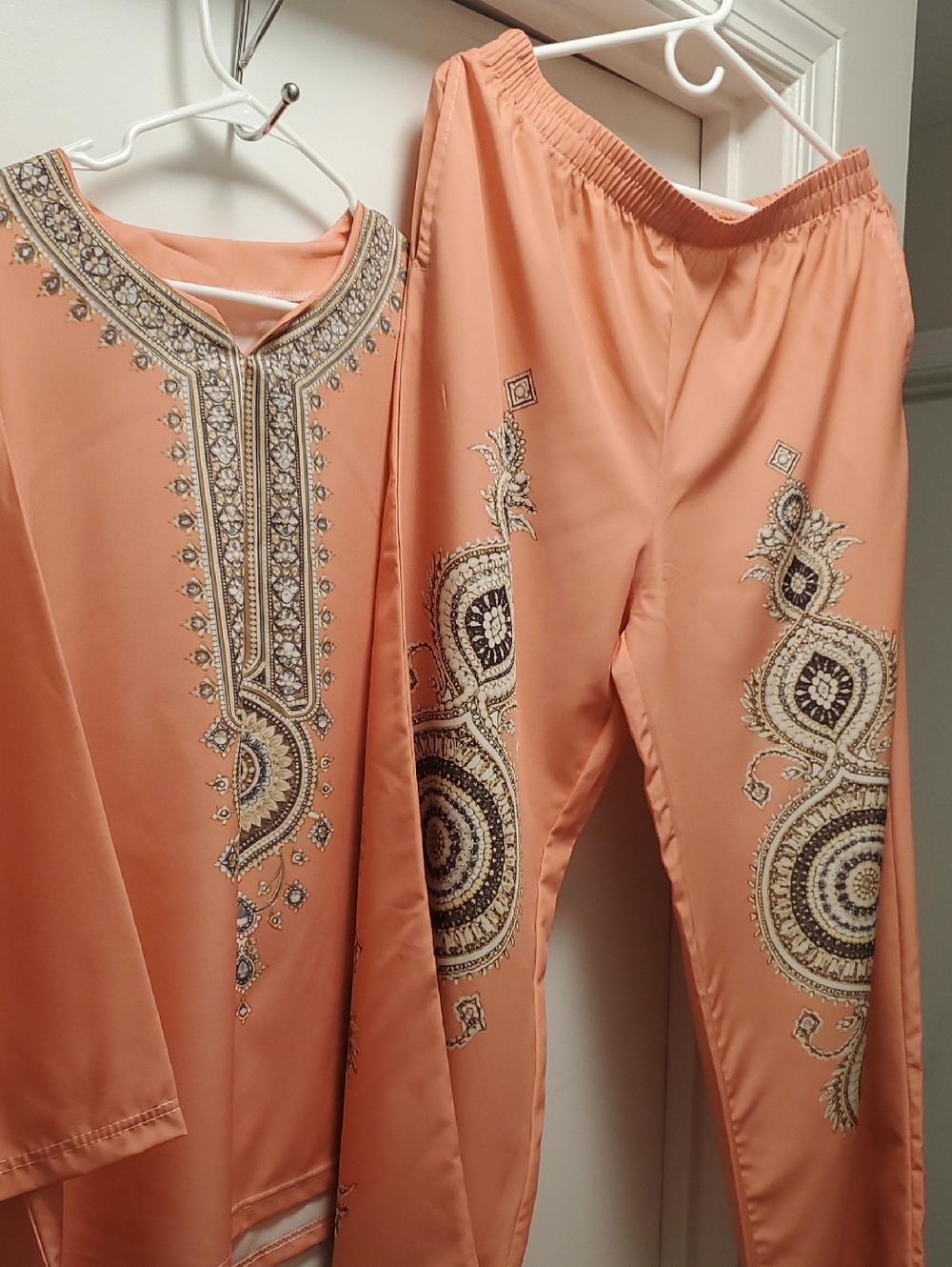 PrettyLittleThing Peach Embellished Pantsuit Set